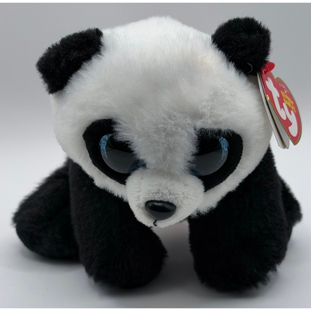 Ty Beanie Babies Baboo Panda 6" Blue Glitter Eyes MWMT
